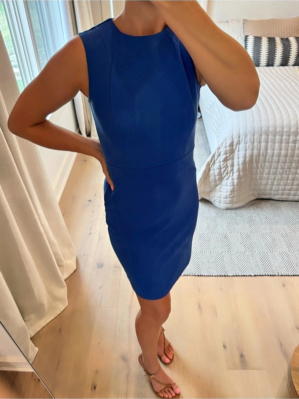 Como Black - Royal Blue Geometric Mini Dress Size Small Like New